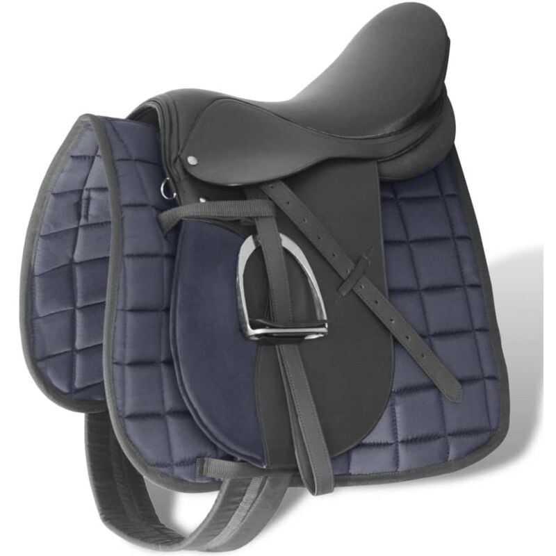 foto del prodotto vidaxl set sella equitazione 17,5 in pelle naturale 18 cm 5in1 vari colori modelli nero 18 cm