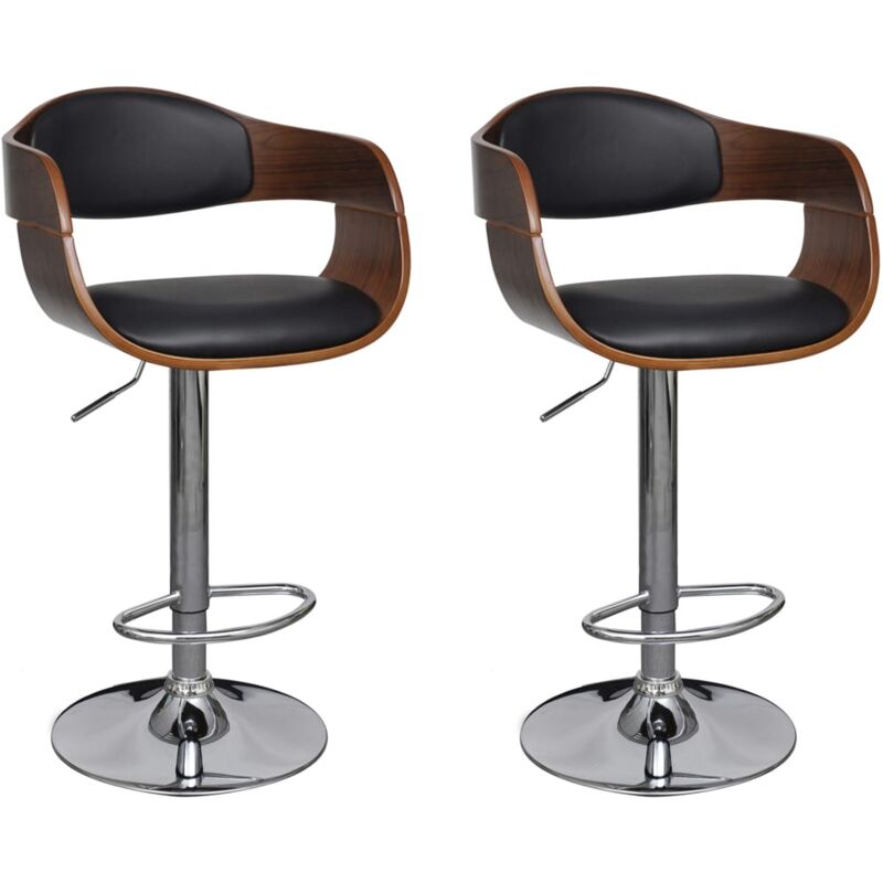 foto del prodotto vidaxl set sgabelli da bar 2 pz in ecopelle e legno piegato con poggiapiedi stile moderno vari colori colore nero e marrone scuro