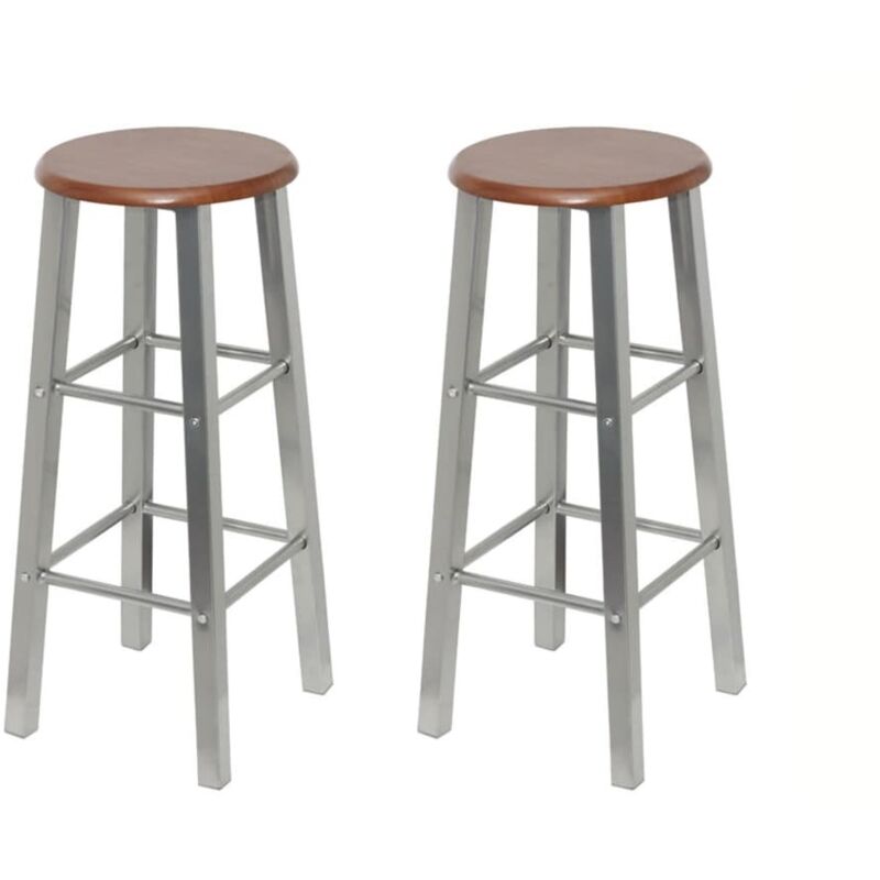 foto del prodotto vidaxl set sgabelli da bar 2 pz in metallo e sedile in mdf