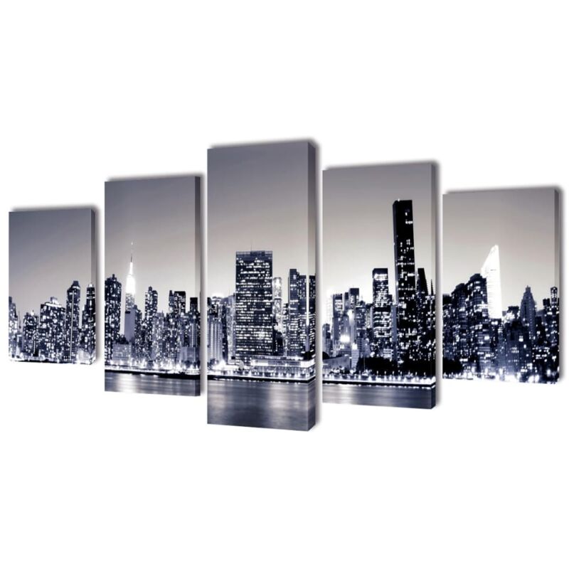 foto del prodotto vidaxl set stampa su tela da muro new york monocromatico 200x100 cm