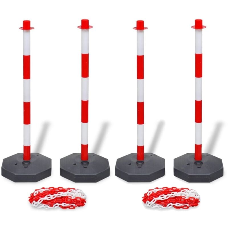 foto del prodotto vidaxl set stradale con 4 pali e 2 catene in plastica 10 m ciascuna 623156