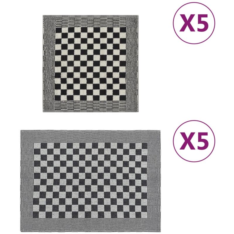 foto del prodotto vidaxl set strofinacci 10 pz in cotone nero e bianco
