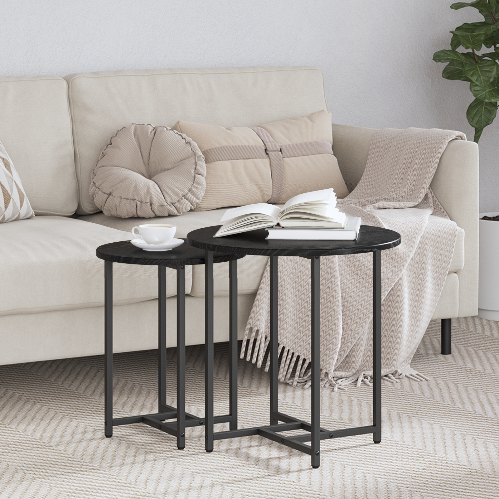 foto del prodotto vidaxl set tavolini 2 pcs rovere nero 50 x 50 x 50 cm