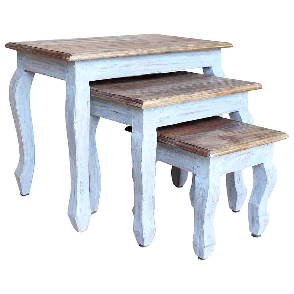 foto del prodotto vidaxl set tavolini a incastro 3 pz in legno massello di mogano
