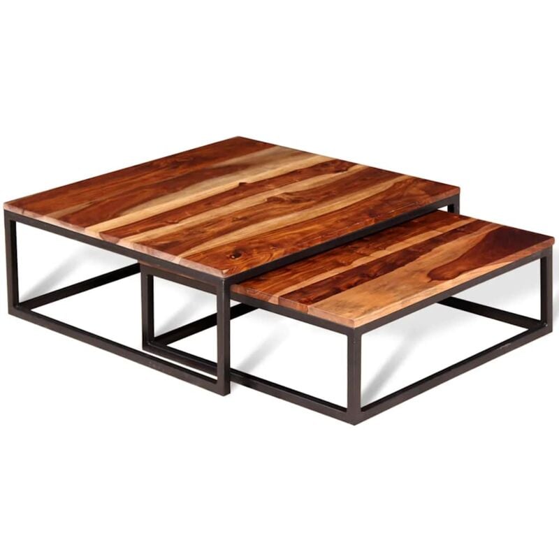 foto del prodotto vidaxl set tavolini ad incastro 2 pz in legno massello di acacia