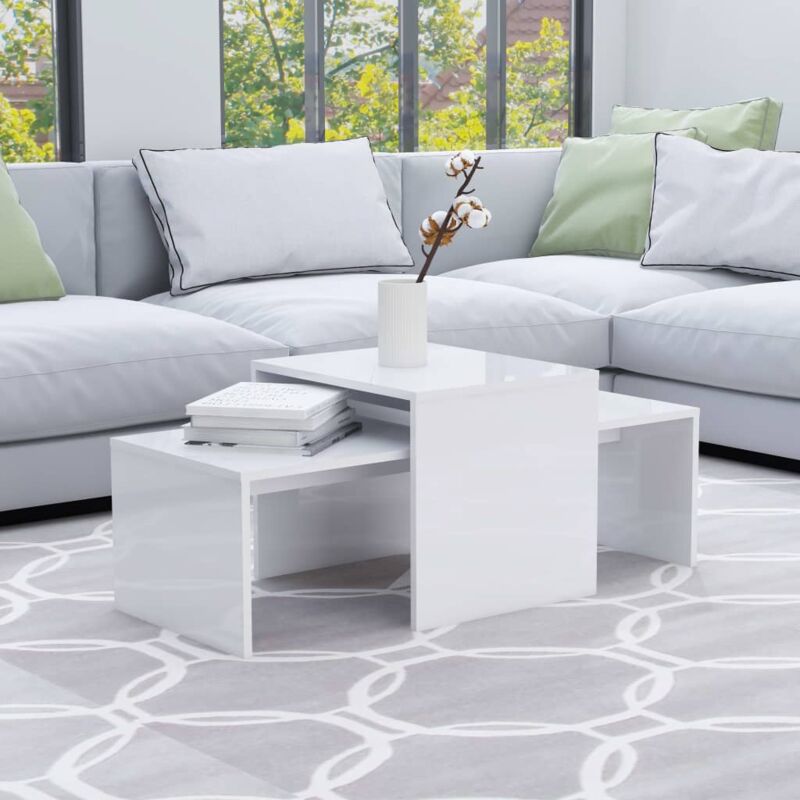 foto del prodotto vidaxl set tavolini da salotto bianco lucido 100x48x40 cm multistrato