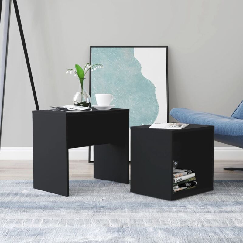 foto del prodotto vidaxl set tavolini da salotto nero 48x30x45 cm in legno multistrato
