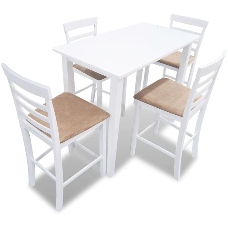 foto del prodotto vidaxl set tavolo da bar in legno bianco e 4 sedie da bar