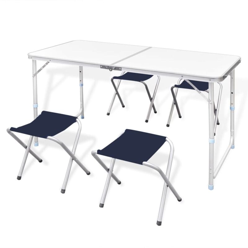 foto del prodotto vidaxl set tavolo da campeggio pieghevole 4 sedie regolabile 120x60 cm