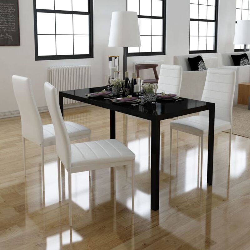foto del prodotto vidaxl set tavolo da pranzo 5 pezzi nero e bianco