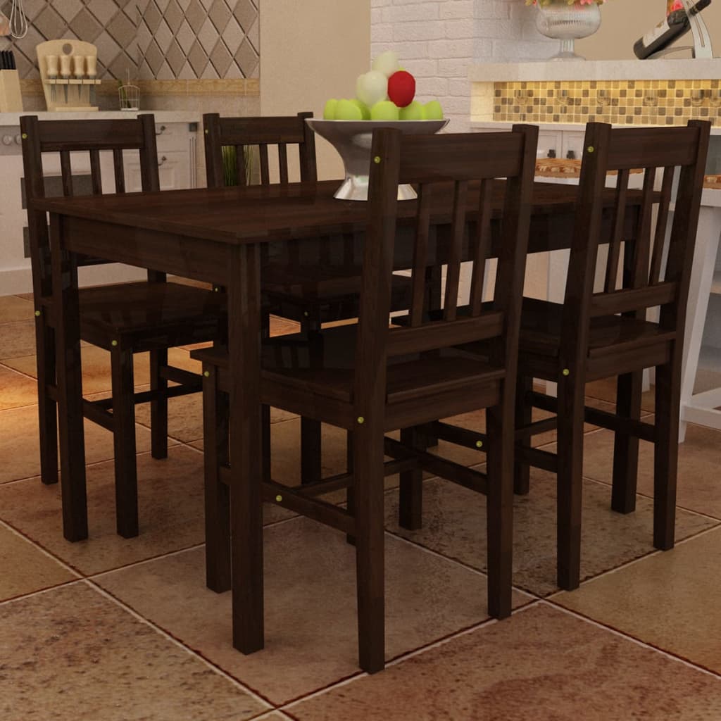 foto del prodotto vidaxl set tavolo da pranzo con 4 sedie marrone