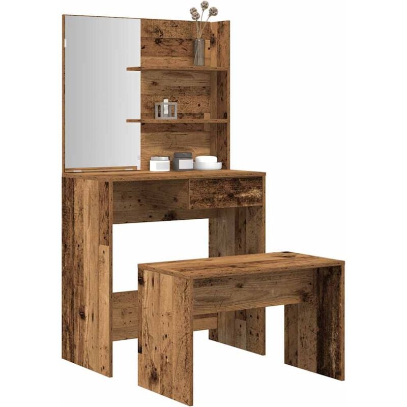 foto del prodotto vidaxl set tavolo da toeletta legno antico in legno multistrato