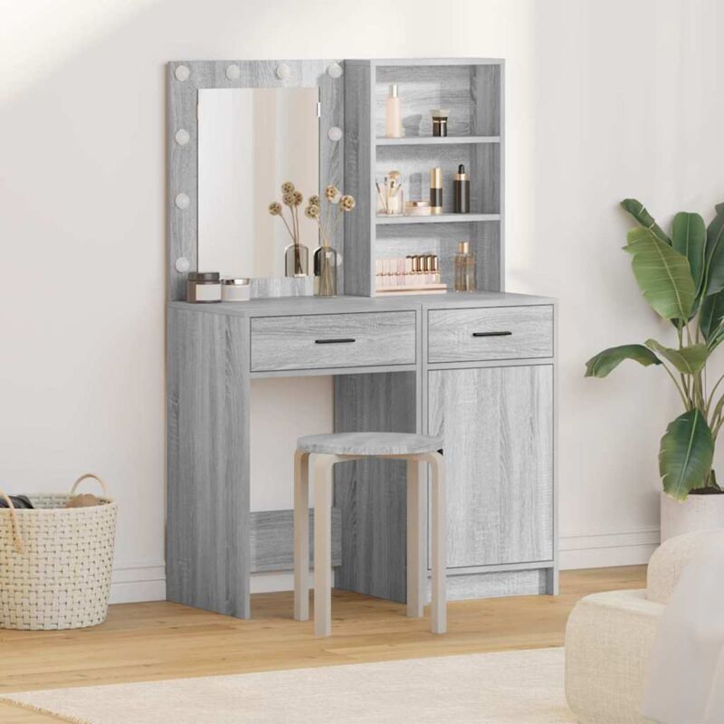 foto del prodotto vidaxl set tavolo da trucco 2 pcs grigio sonoma 50 x 41 x 135 cm