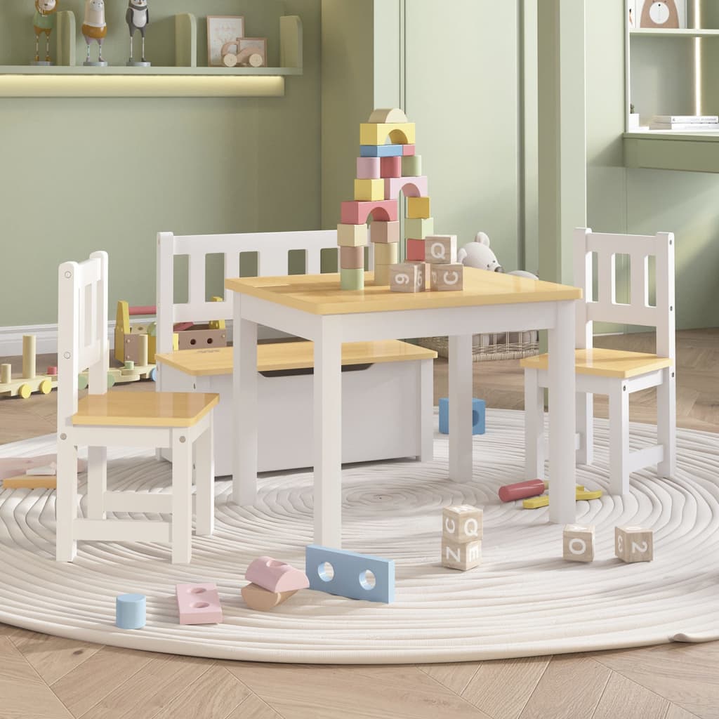 foto del prodotto vidaxl set tavolo e sedie per bambini 4 pezzi bianco e beige in mdf