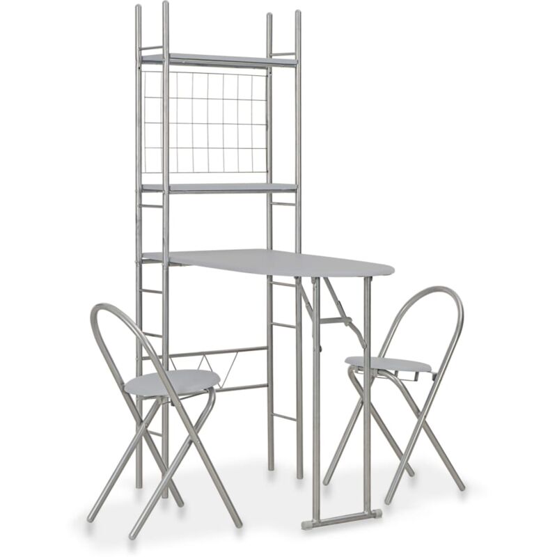 foto del prodotto vidaxl set tavolo e sedie pieghevoli scaffale 3 pz mdf acciaio grigio