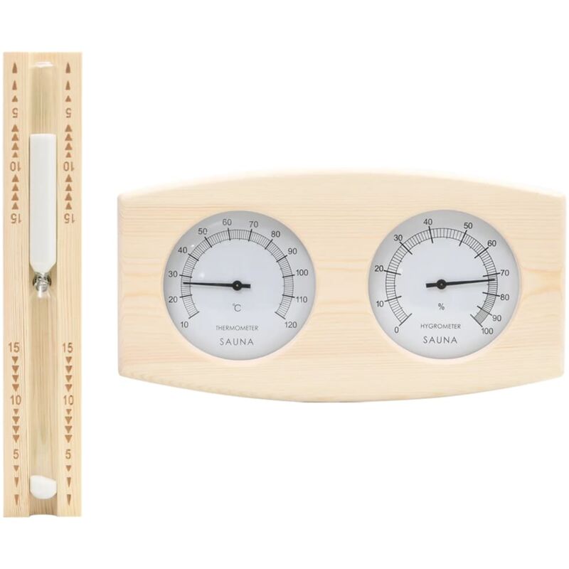 foto del prodotto vidaxl set timer igrotermografo e clessidra sauna 2 in 1 massello pino