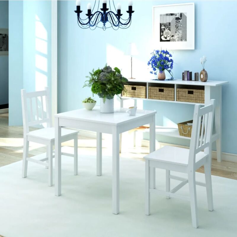 foto del prodotto vidaxl set tre pezzi da pranzo in legno di pino bianco