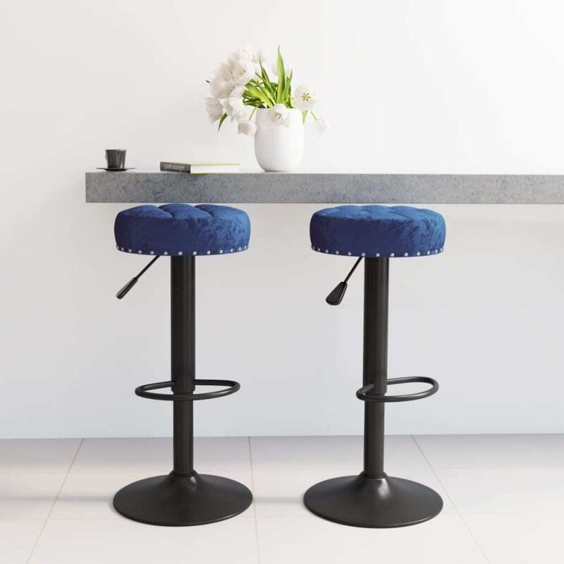 foto del prodotto vidaxl sgabelli da bar 2 pz blu in velluto 254901