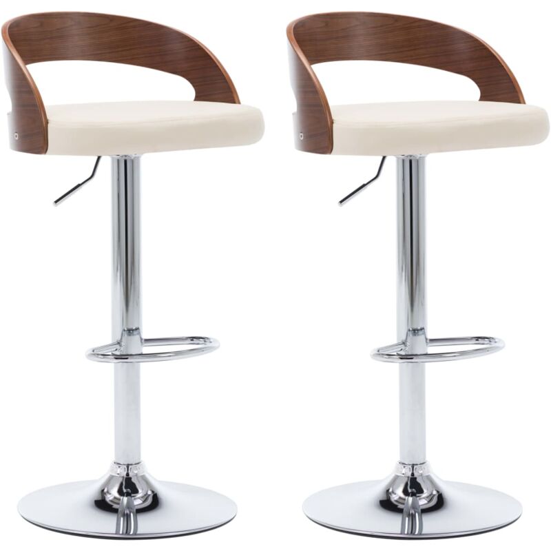foto del prodotto vidaxl sgabelli da bar 2 pz crema in similpelle e legno curvato
