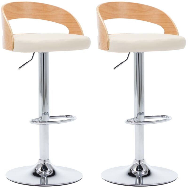 foto del prodotto vidaxl sgabelli da bar 2 pz crema in similpelle e legno curvato