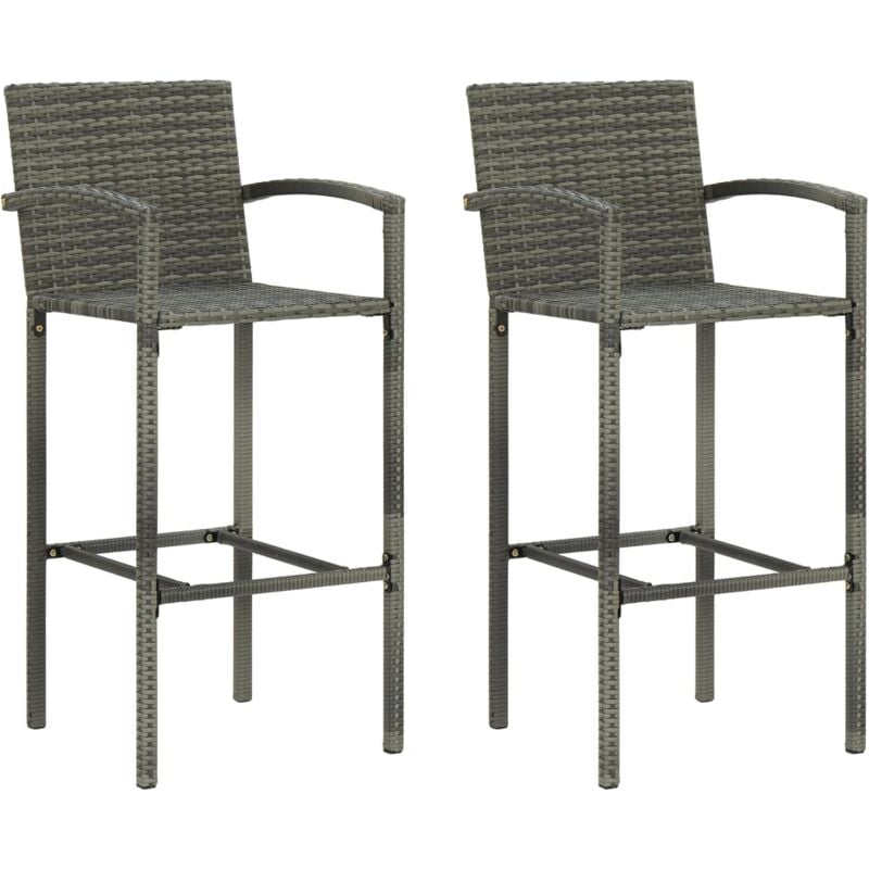 foto del prodotto vidaxl sgabelli da bar 2 pz grigi in polyrattan