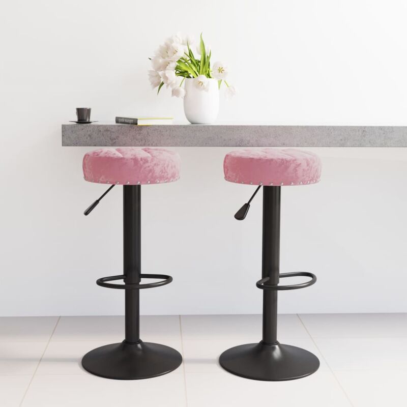 foto del prodotto vidaxl sgabelli da bar 2 pz rosa in velluto 468064