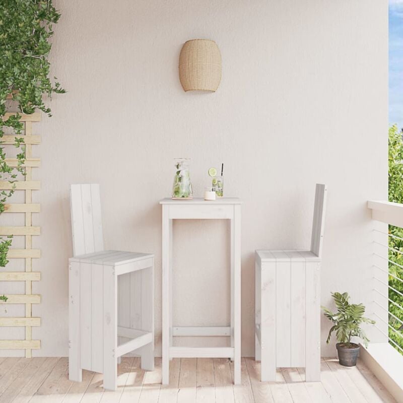 foto del prodotto vidaxl sgabelli da bar 2pz bianchi 40x42x120 cm legno massello pino