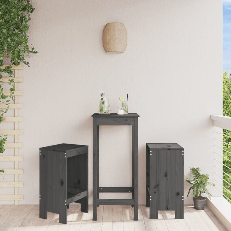 foto del prodotto vidaxl sgabelli da bar 2pz grigi 40x36x75 cm in legno massello pino