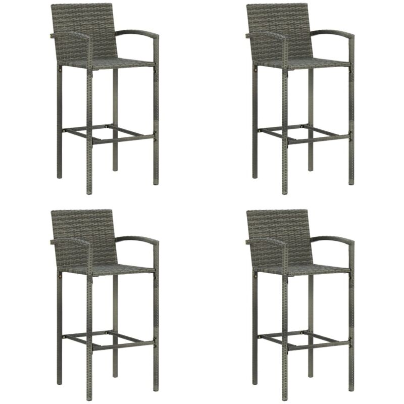 foto del prodotto vidaxl sgabelli da bar 4 pz grigi in polyrattan