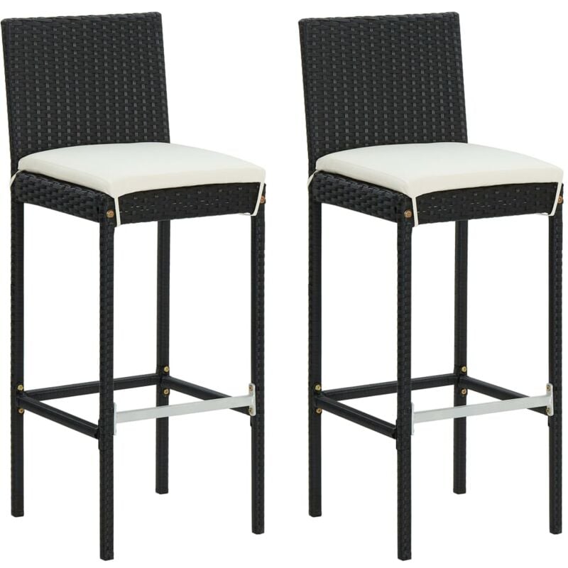 foto del prodotto vidaxl sgabelli da bar con cuscini 2 pz neri in polyrattan