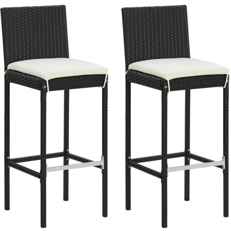 foto del prodotto vidaxl sgabelli da bar con cuscini 2 pz neri in polyrattan