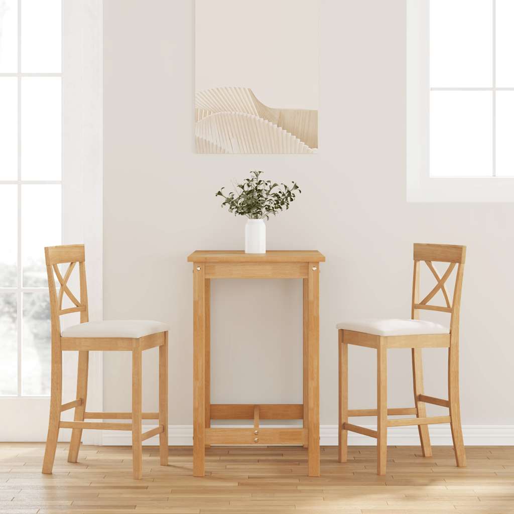 foto del prodotto vidaxl sgabelli da bar con cuscini 2pz naturale legno massello hevea