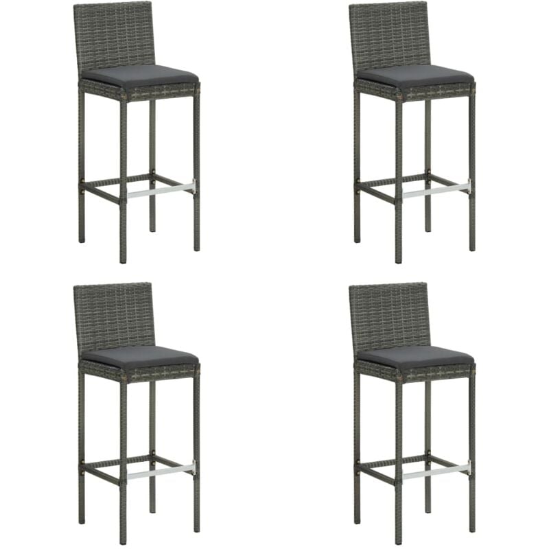 foto del prodotto vidaxl sgabelli da bar con cuscini 4 pz grigi in polyrattan