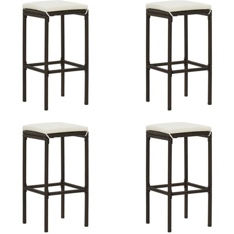 foto del prodotto vidaxl sgabelli da bar con cuscini 4 pz marroni in polyrattan