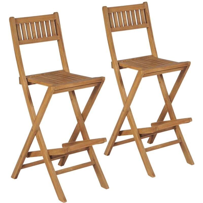 foto del prodotto vidaxl sgabelli da bar da esterno pieghevoli 2 pz in massello di teak