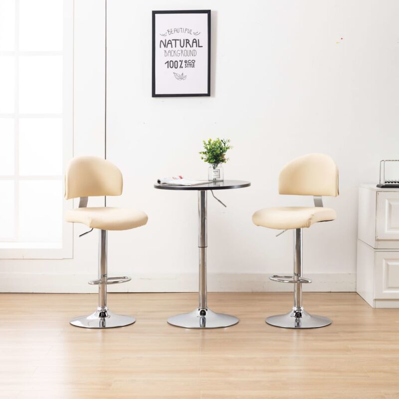 foto del prodotto vidaxl sgabelli da bar set 2 pz in ecopelle girevole con schienale e poggiapiedi vari colori colore crema