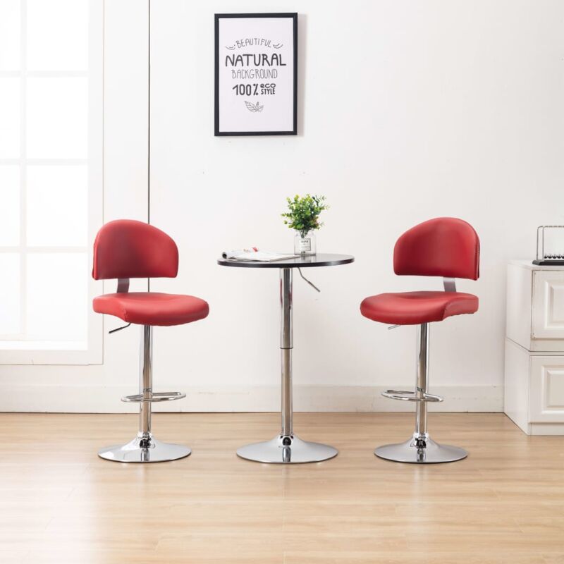 foto del prodotto vidaxl sgabelli da bar set 2 pz in ecopelle girevole con schienale e poggiapiedi vari colori colore rosso vino