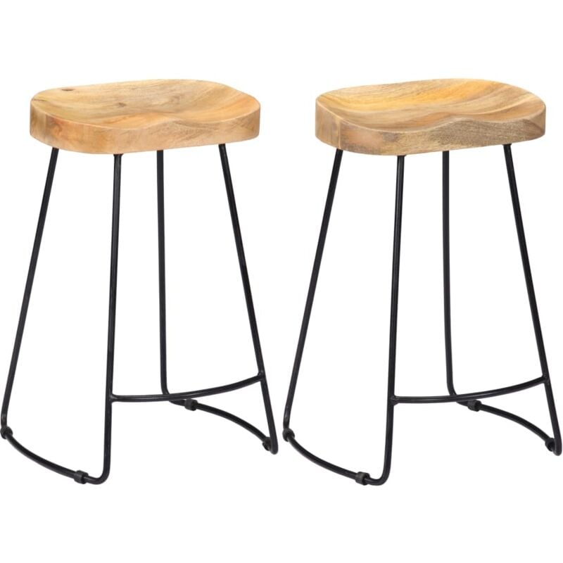 foto del prodotto vidaxl sgabelli da bar set 2 pz in legno massello di mango vari dimensioni dimensioni 45 x 40 x 62 cm