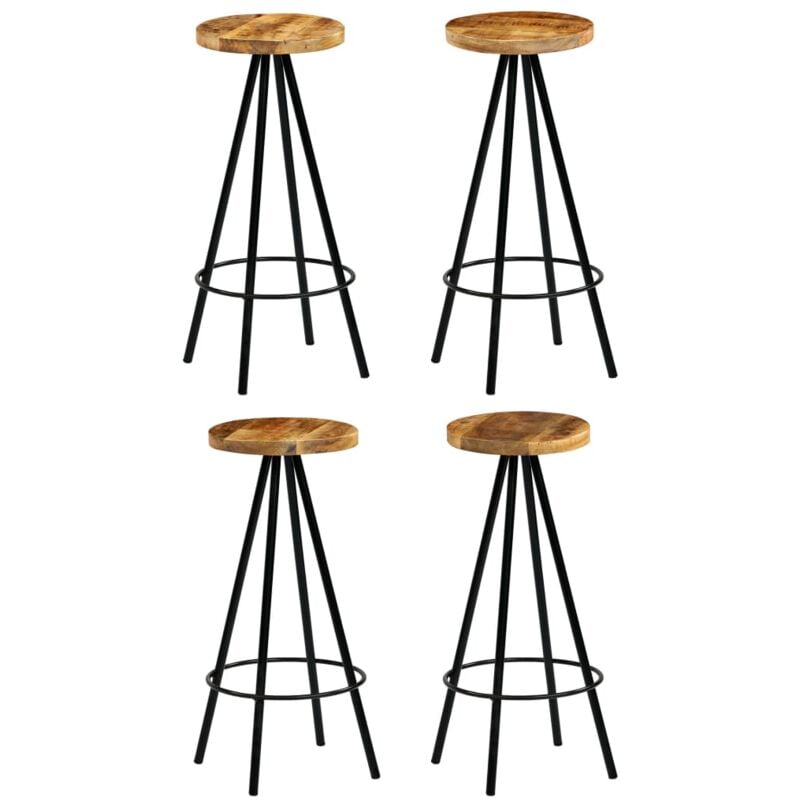 foto del prodotto vidaxl sgabelli da bar set in legno massello di mango con poggiapiedi vari pezzi modelli 4 pz