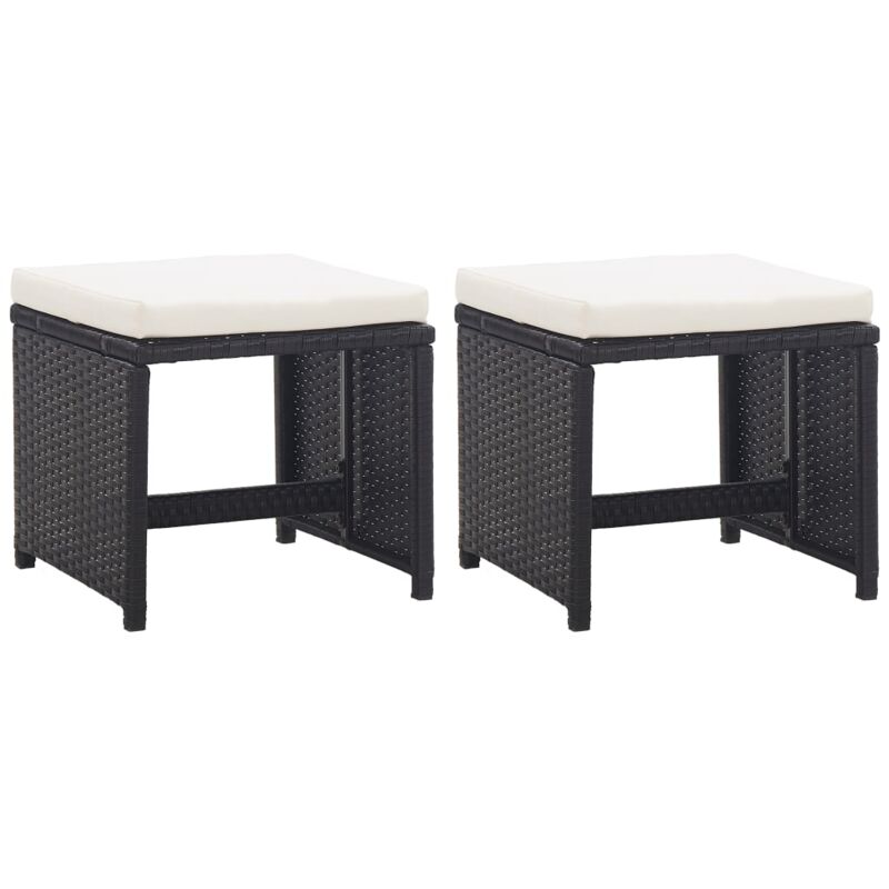 foto del prodotto vidaxl sgabelli da giardino 2 pz con cuscini in polyrattan nero