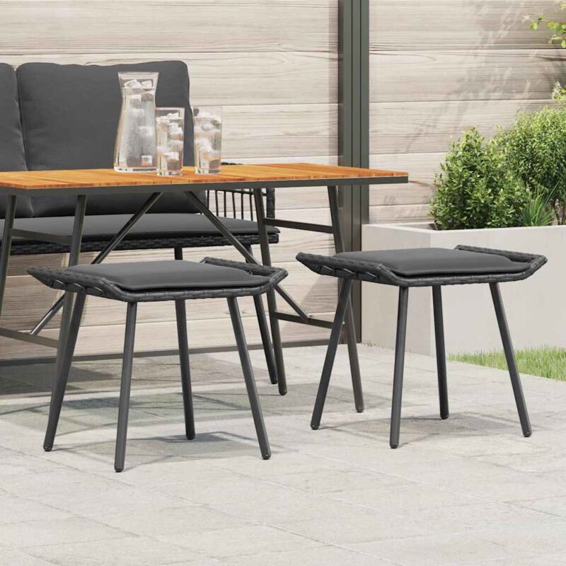 foto del prodotto vidaxl sgabelli da giardino , 2 pz, neri, 50x40x45 cm in polyrattan