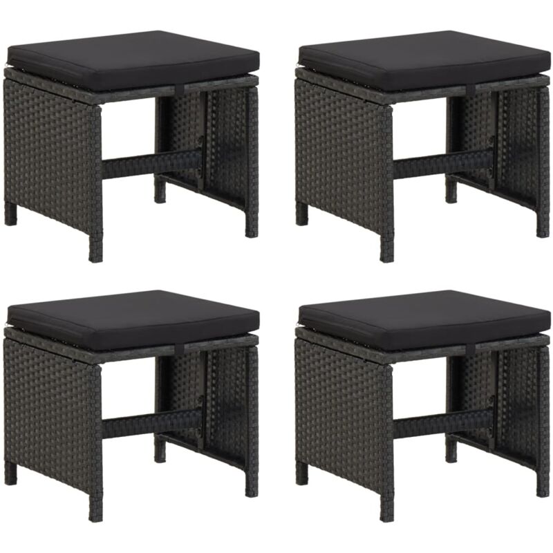 foto del prodotto vidaxl sgabelli da giardino 4 pz con cuscini in polyrattan nero