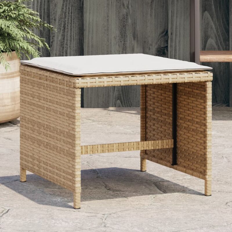 foto del prodotto vidaxl sgabelli giardino con cuscini 4pz beige 41x41x36cm polyrattan