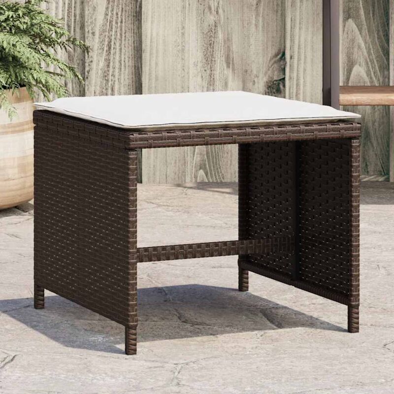 foto del prodotto vidaxl sgabelli giardino con cuscini 4pz marroni 41x41x36cm polyrattan