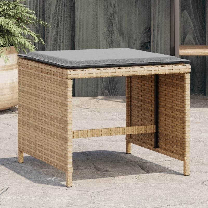 foto del prodotto vidaxl sgabelli giardino cuscini 4pz beige misto 41x41x36cm polyrattan