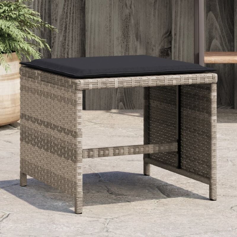 foto del prodotto vidaxl sgabelli giardino cuscini 4pz grigio chiaro 40x40x35 polyrattan