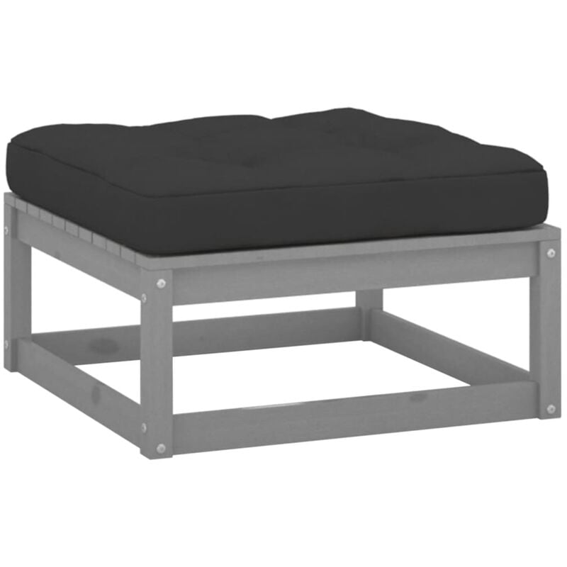 foto del prodotto vidaxl sgabello da giardino con cuscino grigio legno massello di pino
