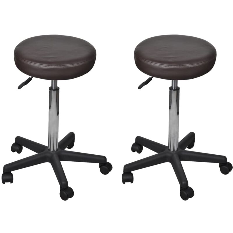 foto del prodotto vidaxl sgabello da ufficio set 2 pz in ecopelle con ruote con sollevamento a gas vari colori colore marrone