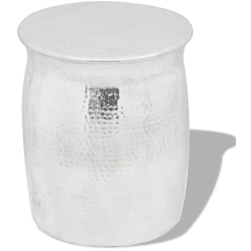foto del prodotto vidaxl sgabello tavolino laterale in alluminio battuto argento