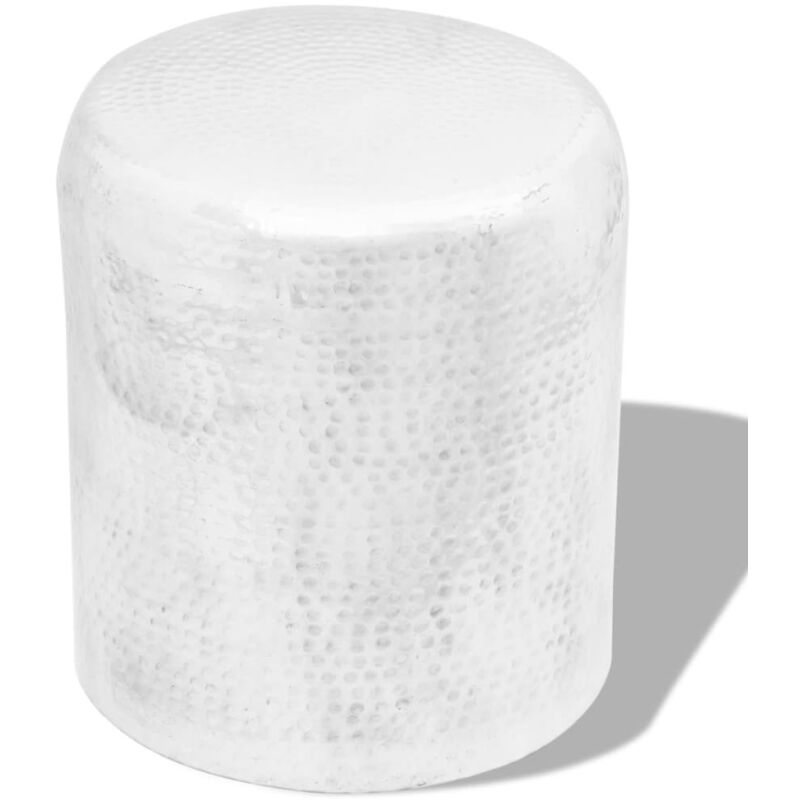 foto del prodotto vidaxl sgabello tavolino laterale in alluminio battuto argento